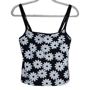 La Blanca Women’s 12 Black White Floral Print Swim Cami Tank Top
